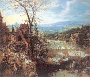 Momper II, Joos de A Flemish Market and Washing-Place oil